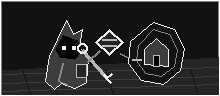A hooded pixel wizard faces a circular home seal with a staff and floating manuscript mark.