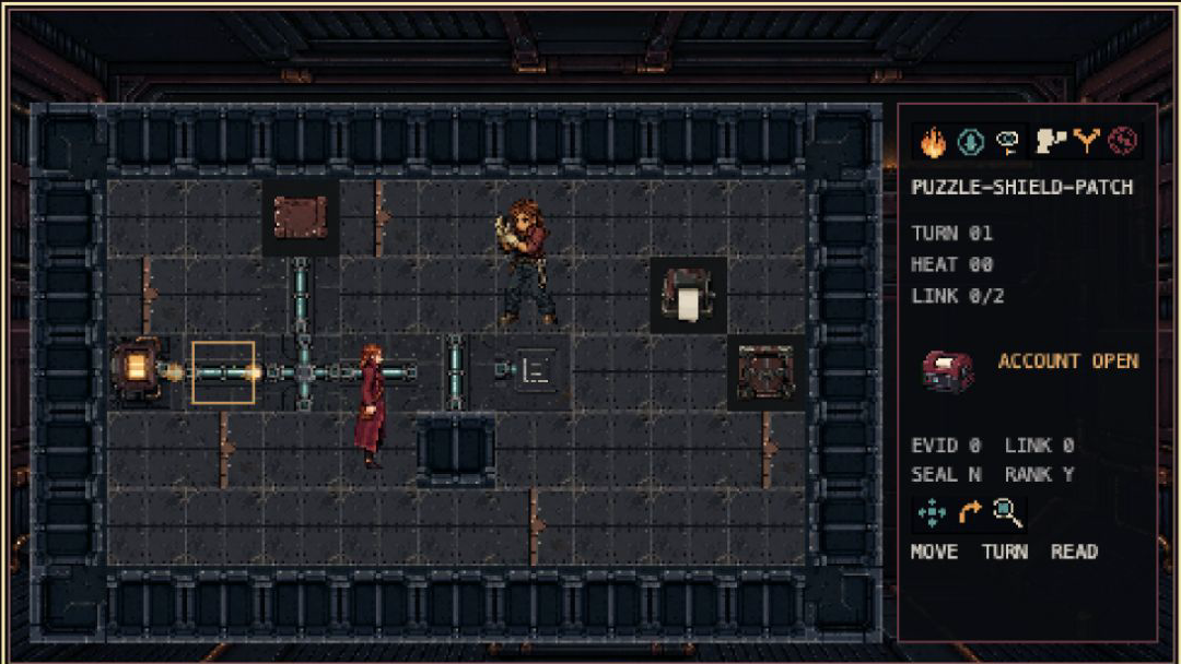 Ira and a passenger stand on Kestrin's tile grid beside an active heat conduit and the crawler's manifest rail.