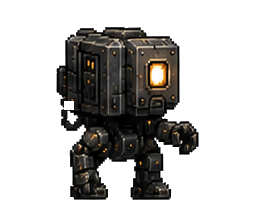 Kestrel, a compact iron Drudgeon with one amber-lit faceplate.